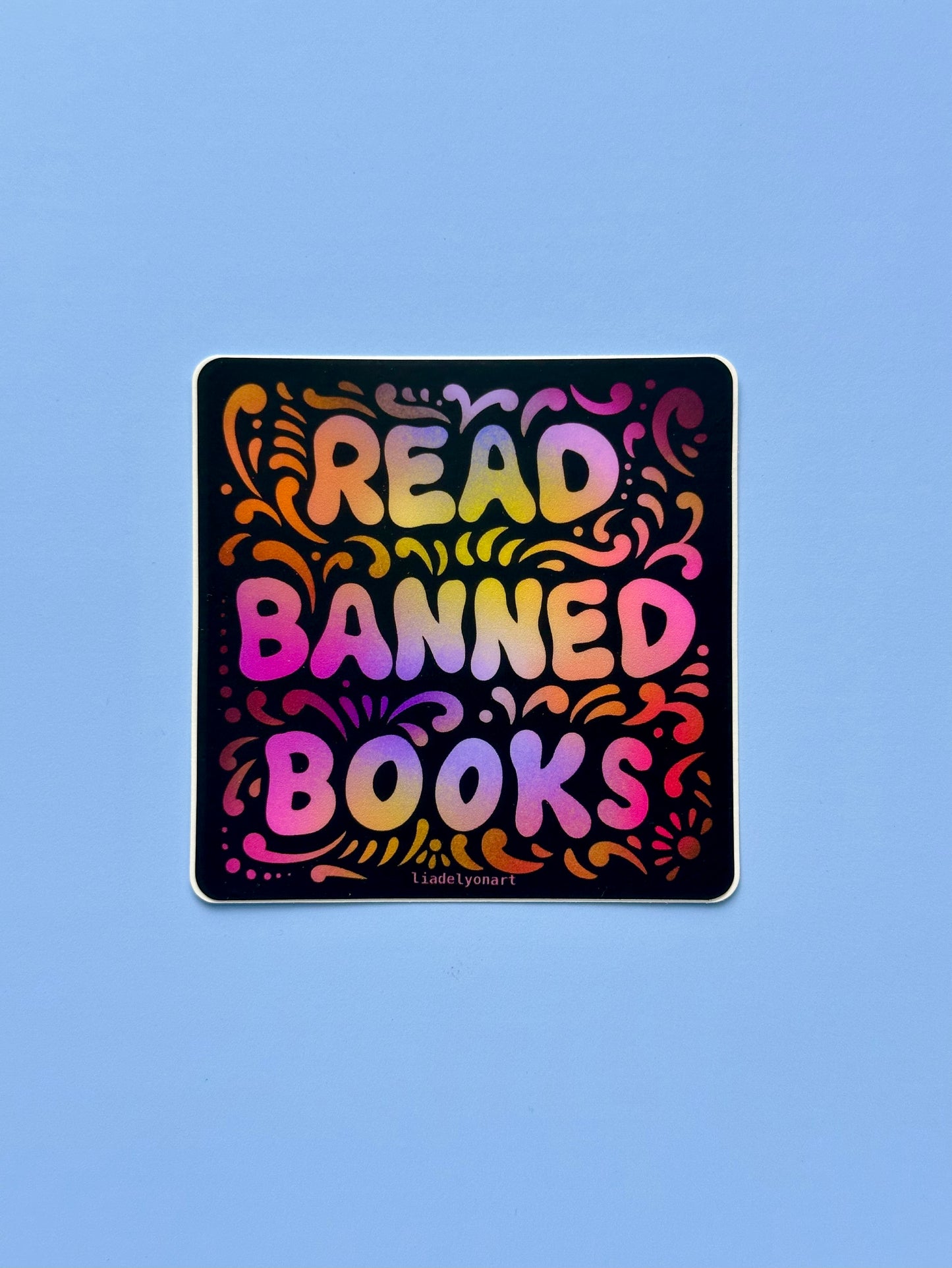 Read Banned Books Vinyl Sticker, 3x3in.