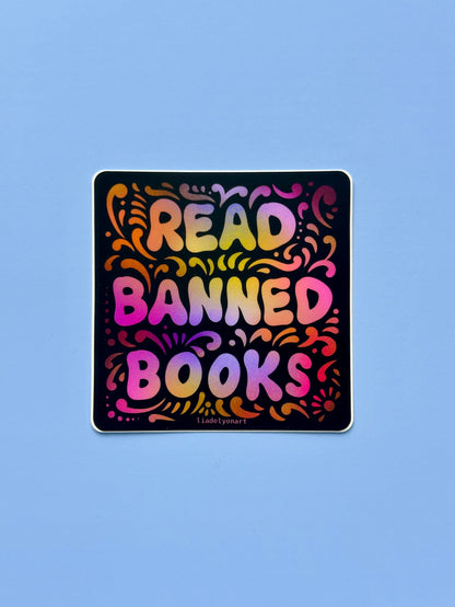 Read Banned Books Vinyl Sticker, 3x3in.