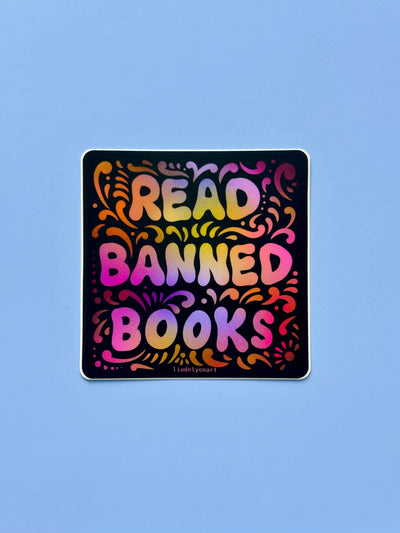 Read Banned Books Vinyl Sticker, 3x3in.