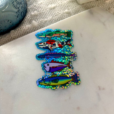 Funky Fish Glitter Sticker, 4x2.5 in.