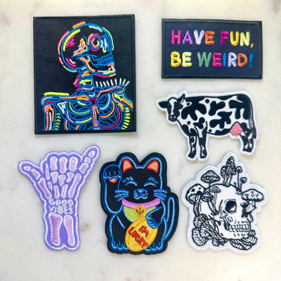 Neon Skeleton Embroidered Iron on Patch,