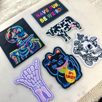 Abstract Cow Embroidered Iron on Patch
