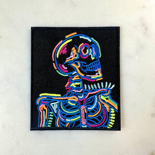 Neon Skeleton Embroidered Iron on Patch,