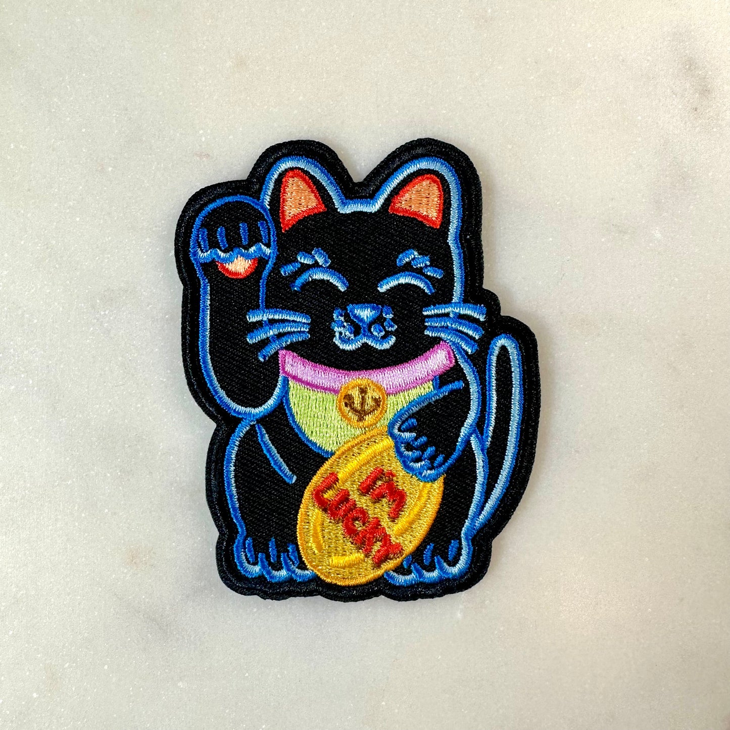Lucky Cat Embroidered Iron on Patch
