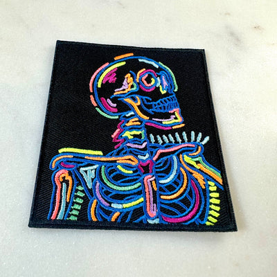 Neon Skeleton Embroidered Iron on Patch,