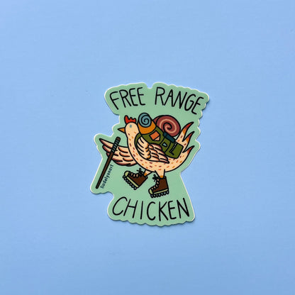 Free Range Chicken Vinyl Sticker, 2.4x3 in.