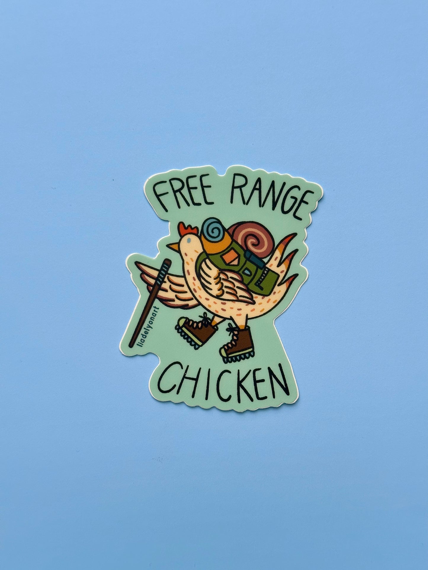 Free Range Chicken Vinyl Sticker, 2.4x3 in.