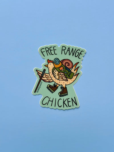 Free Range Chicken Vinyl Sticker, 2.4x3 in.