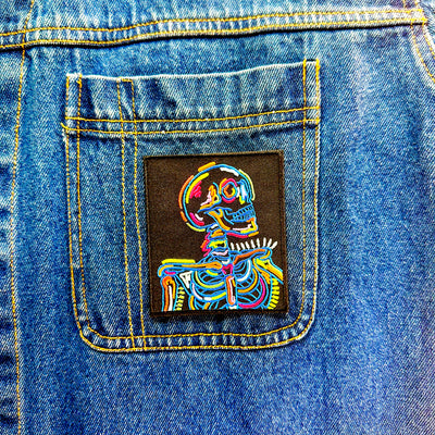 Neon Skeleton Embroidered Iron on Patch,