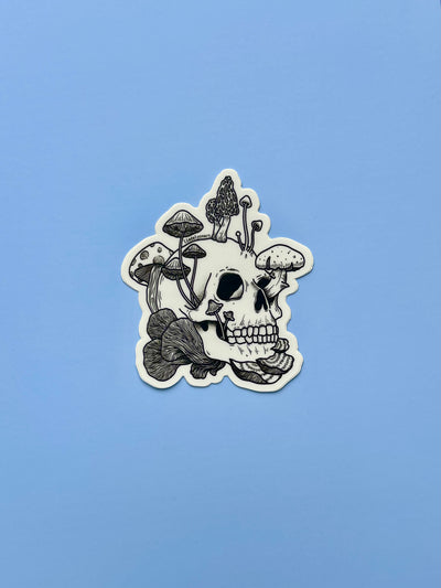 Mushroom Skull Vinyl Sticker, 3x2.6 in.