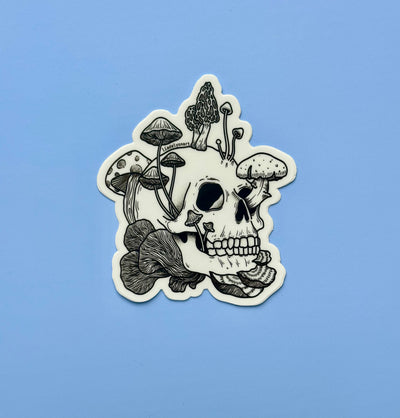 Mushroom Skull Vinyl Sticker, 3x2.6 in.