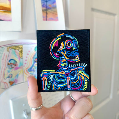 Neon Skeleton Embroidered Iron on Patch,