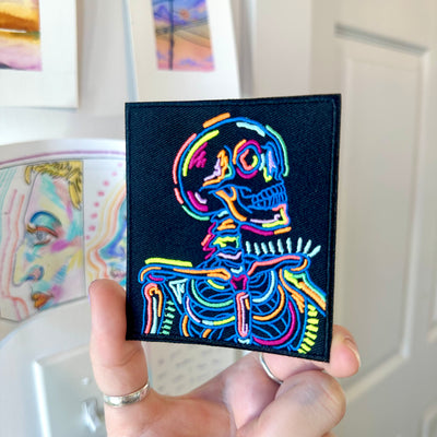 Neon Skeleton Embroidered Iron on Patch,