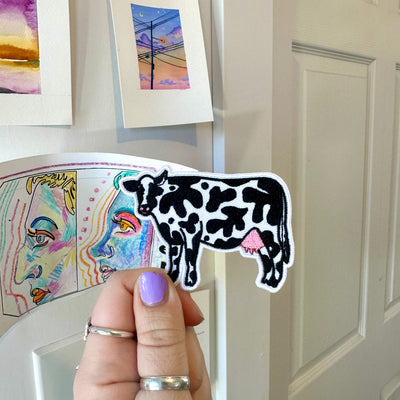 Abstract Cow Embroidered Iron on Patch