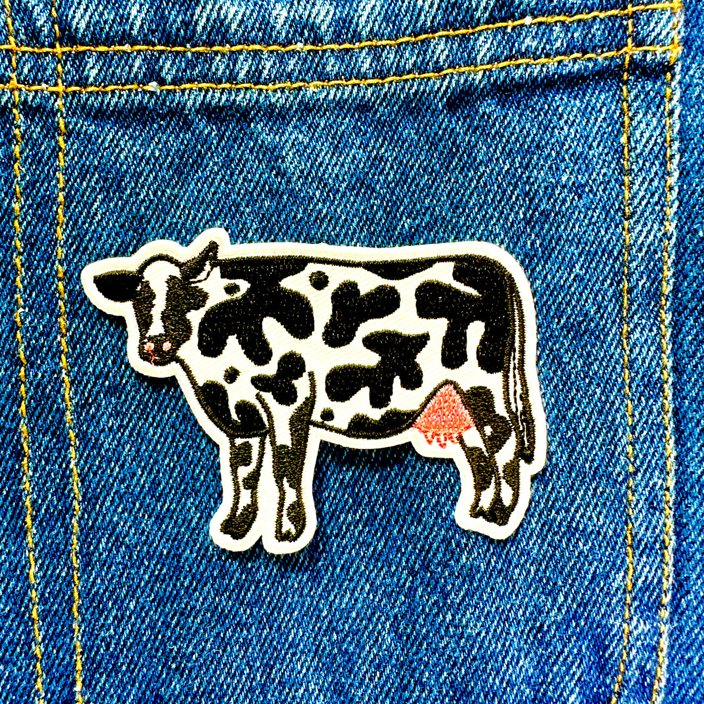 Abstract Cow Embroidered Iron on Patch