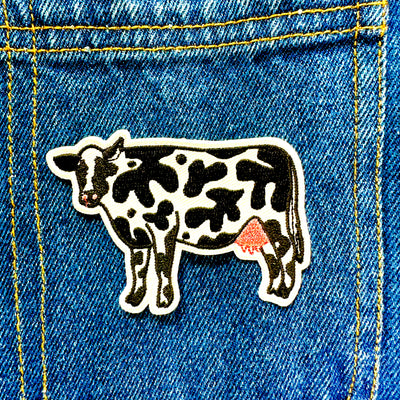 Abstract Cow Embroidered Iron on Patch