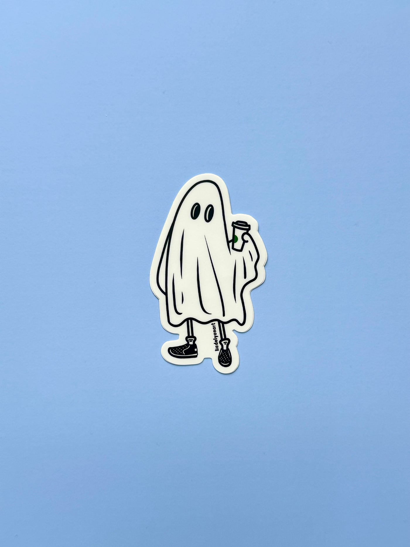 Coffee Ghost Vinyl Sticker, 3x1.7 in.