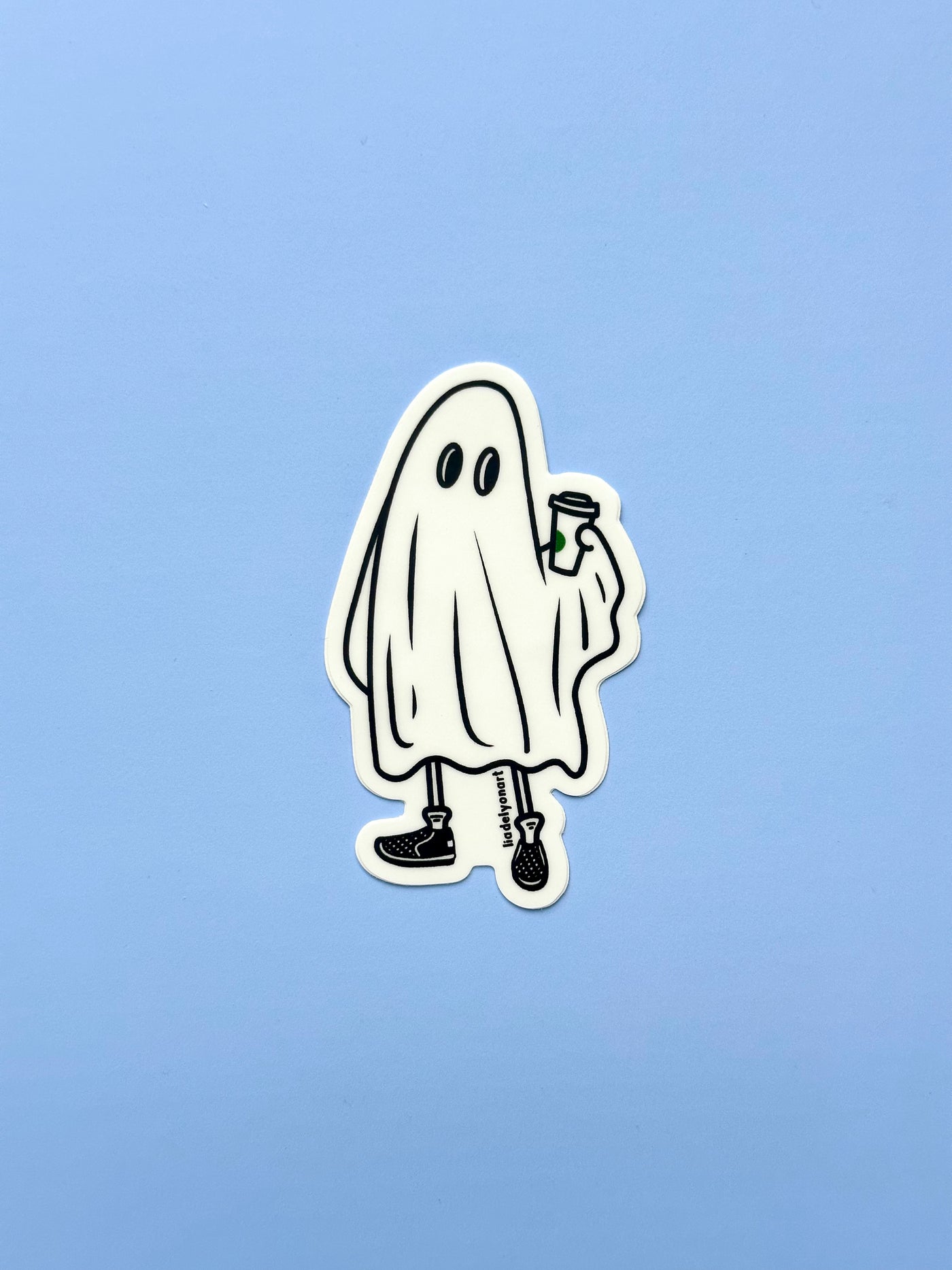 Coffee Ghost Vinyl Sticker, 3x1.7 in.