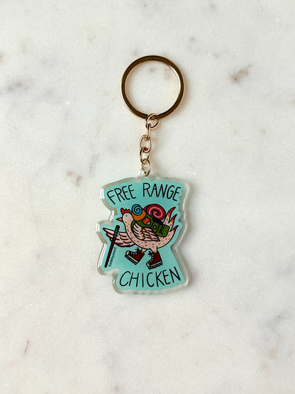 Free Range Chicken Acrylic Keychain