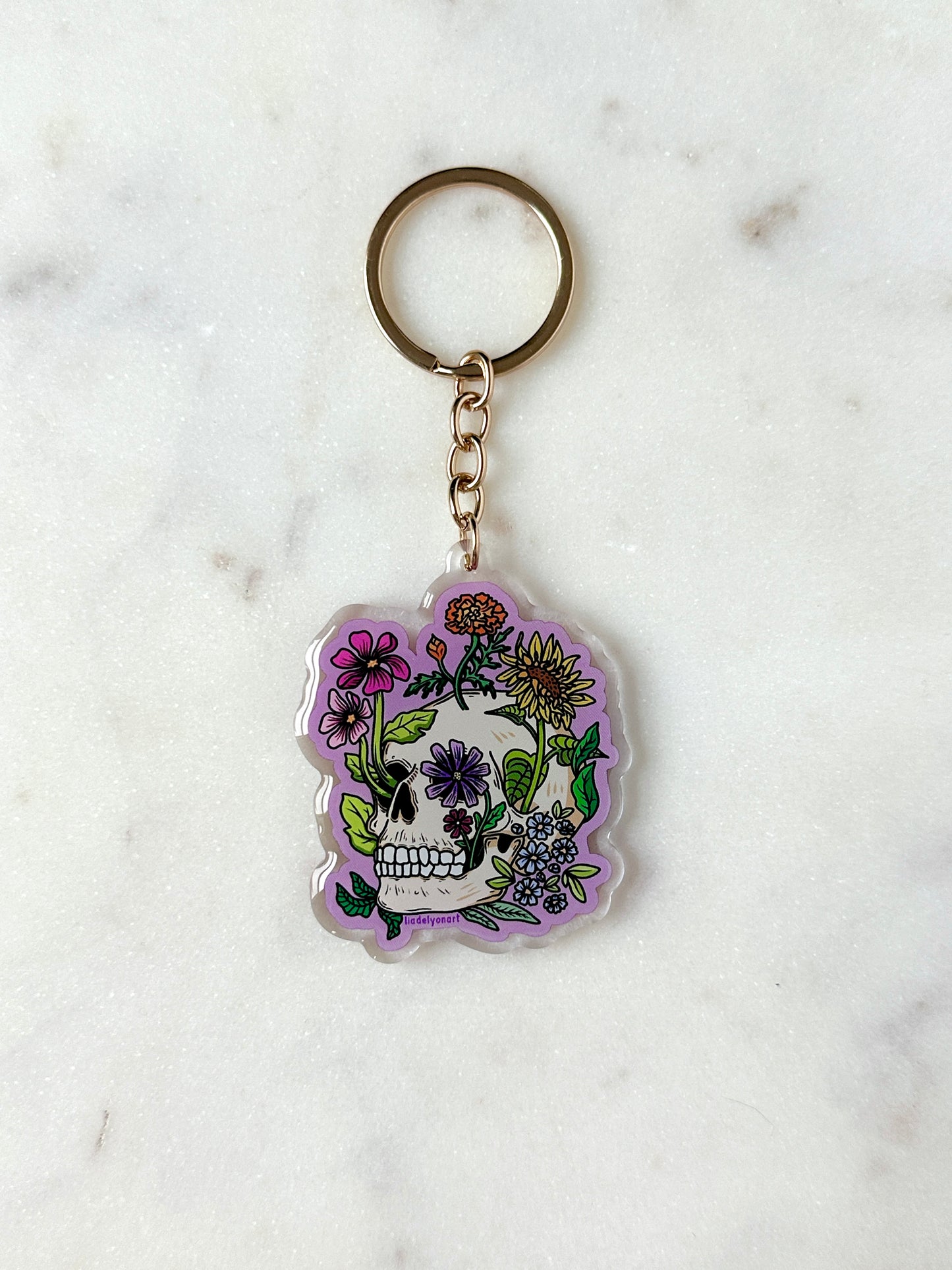 Flower Skull Acrylic Keychain