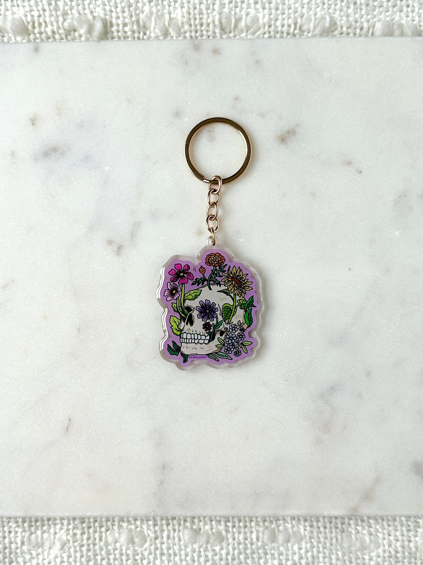 Flower Skull Acrylic Keychain