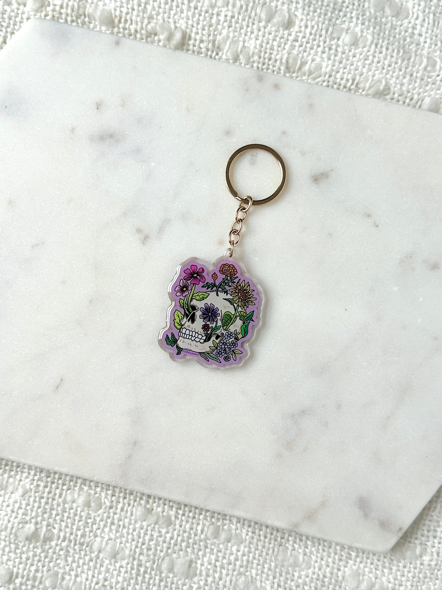 Flower Skull Acrylic Keychain
