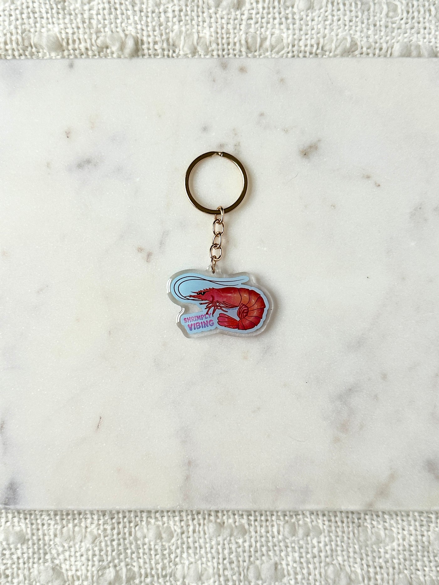 Shrimply Vibing Acrylic Keychain