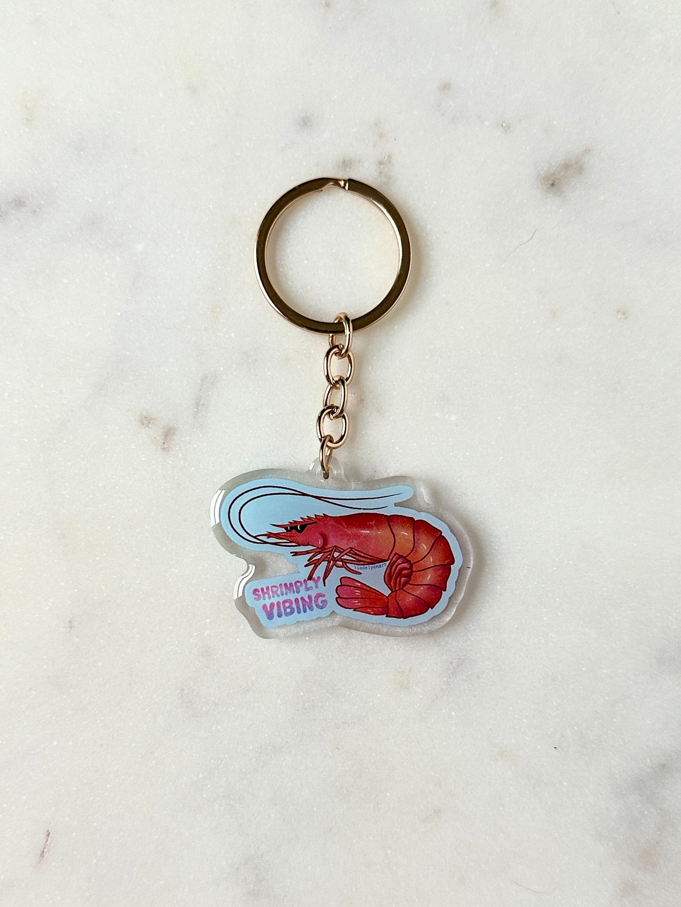 Shrimply Vibing Acrylic Keychain
