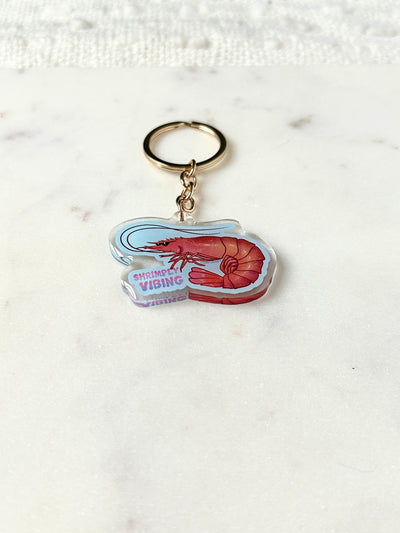 Shrimply Vibing Acrylic Keychain