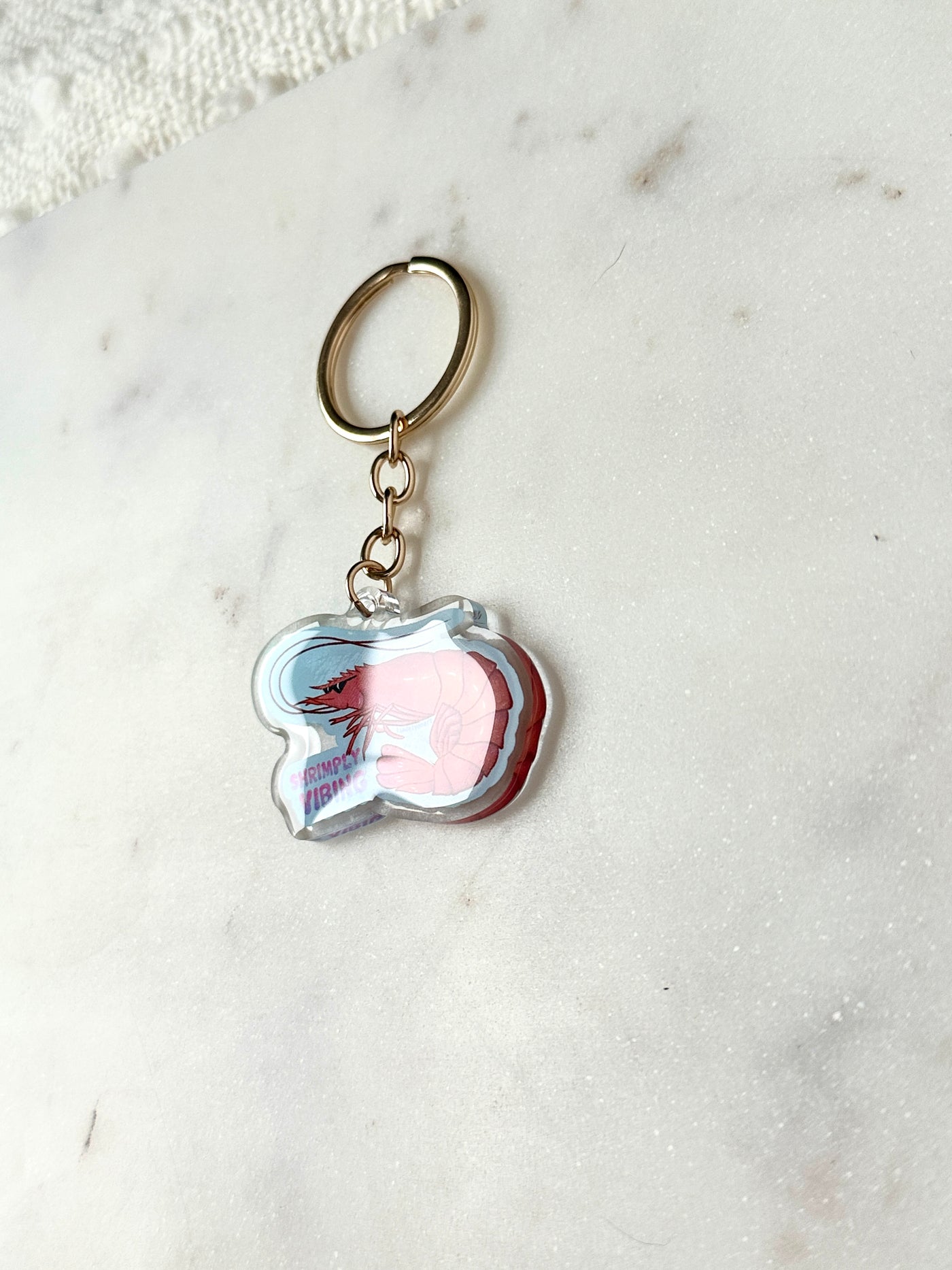 Shrimply Vibing Acrylic Keychain