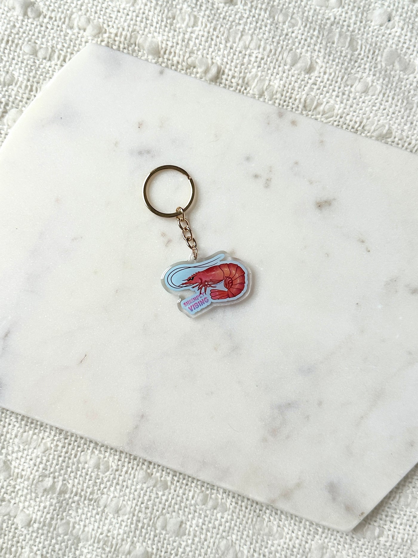Shrimply Vibing Acrylic Keychain