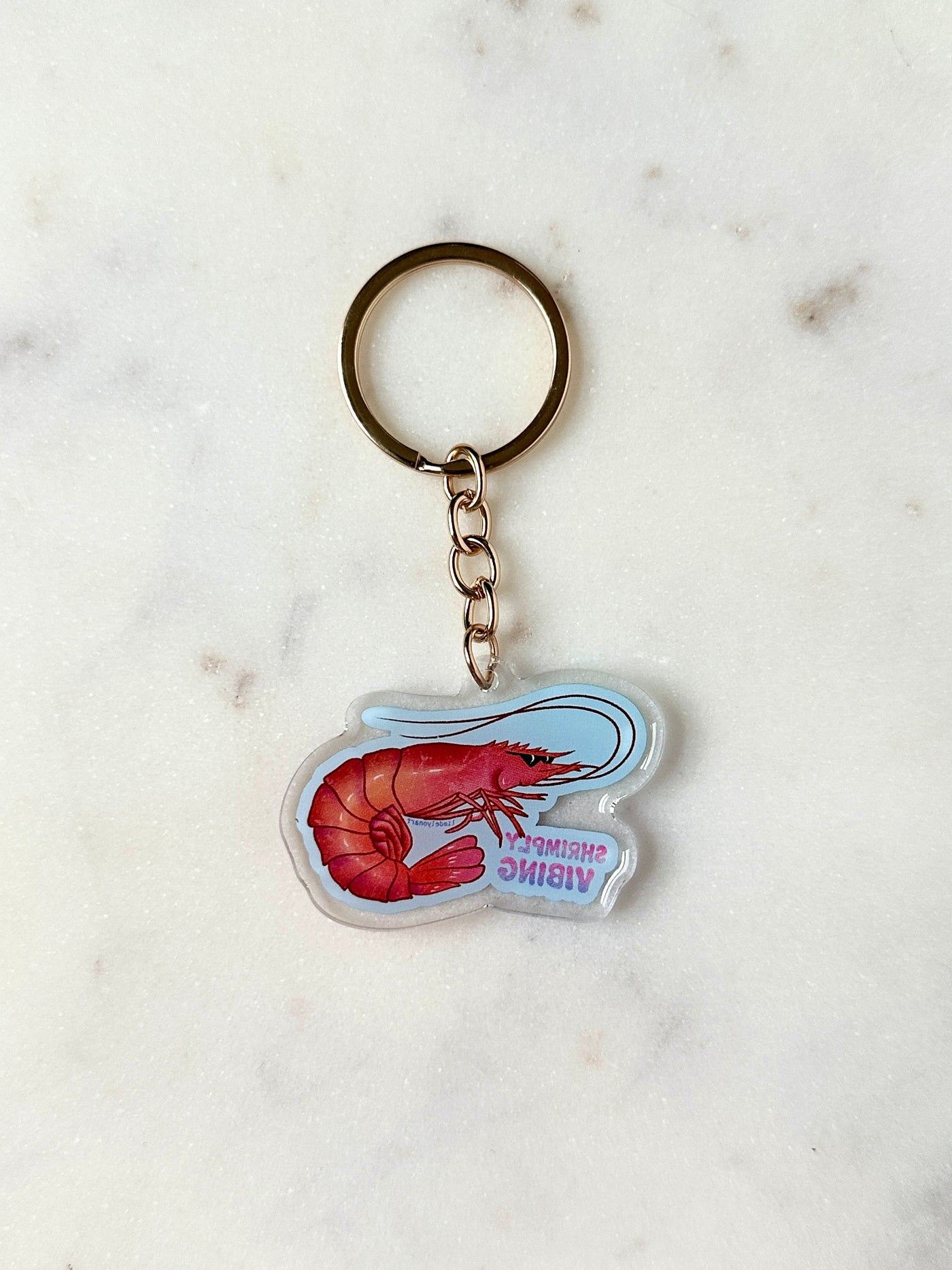 Shrimply Vibing Acrylic Keychain