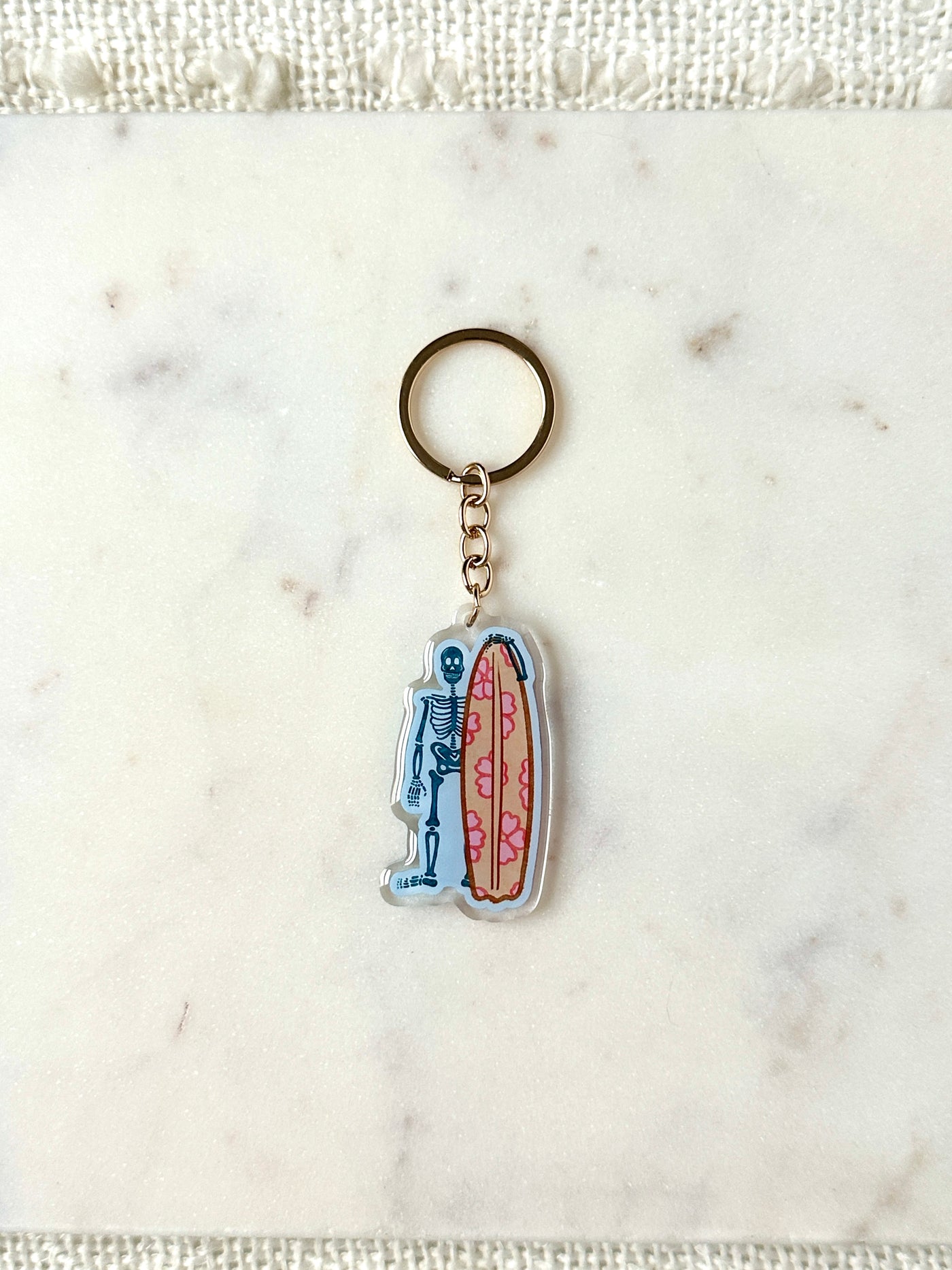 Surfing Skeleton Acrylic Keychain