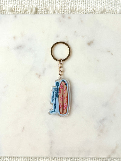 Surfing Skeleton Acrylic Keychain
