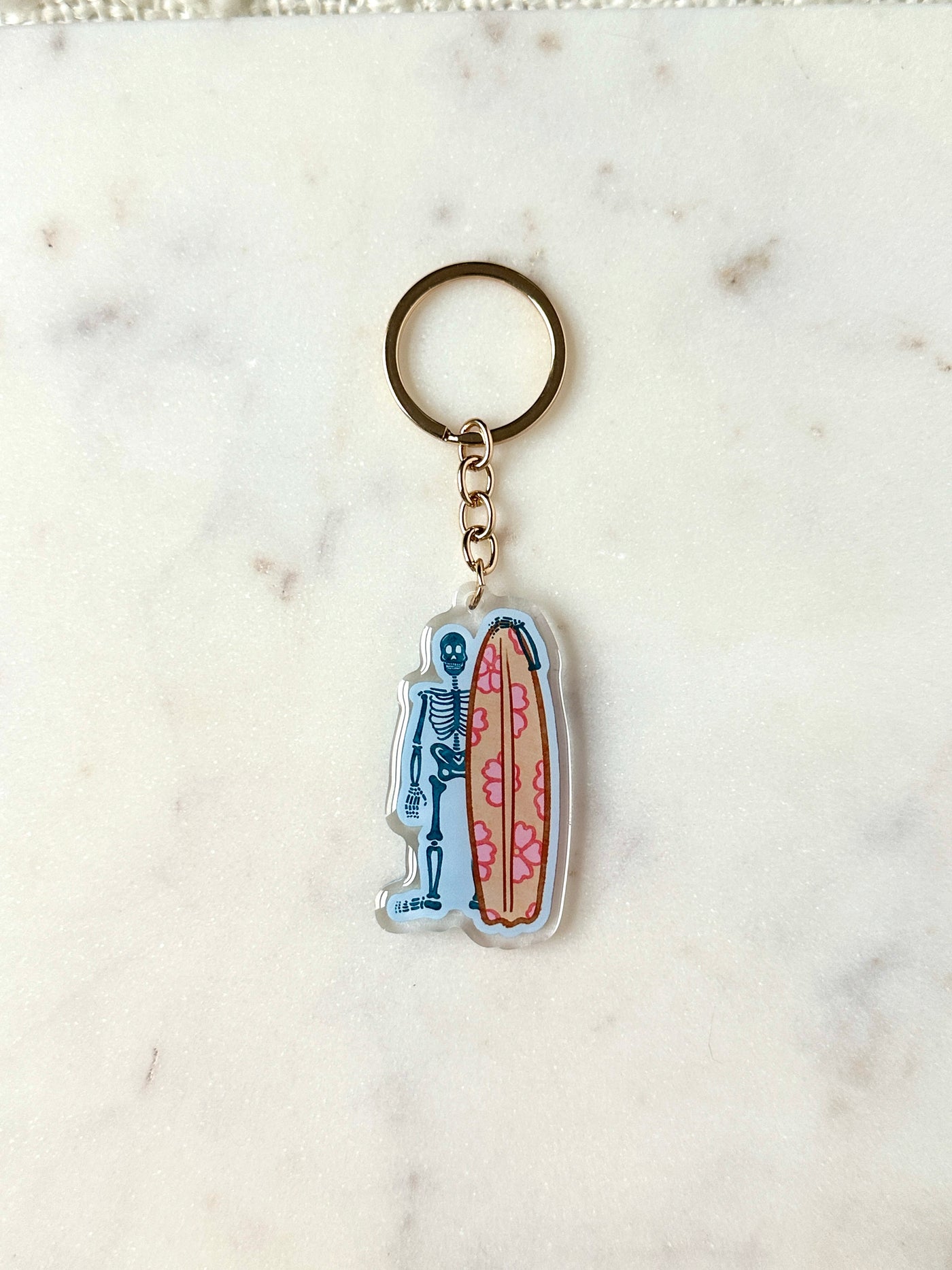 Surfing Skeleton Acrylic Keychain