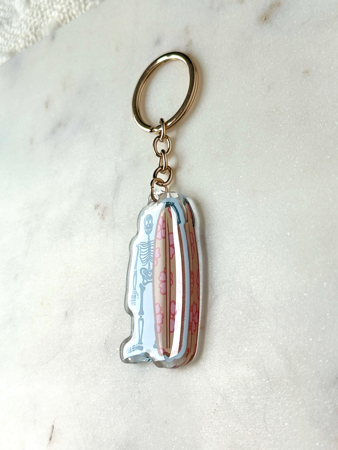 Surfing Skeleton Acrylic Keychain