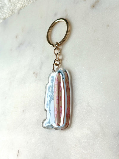 Surfing Skeleton Acrylic Keychain