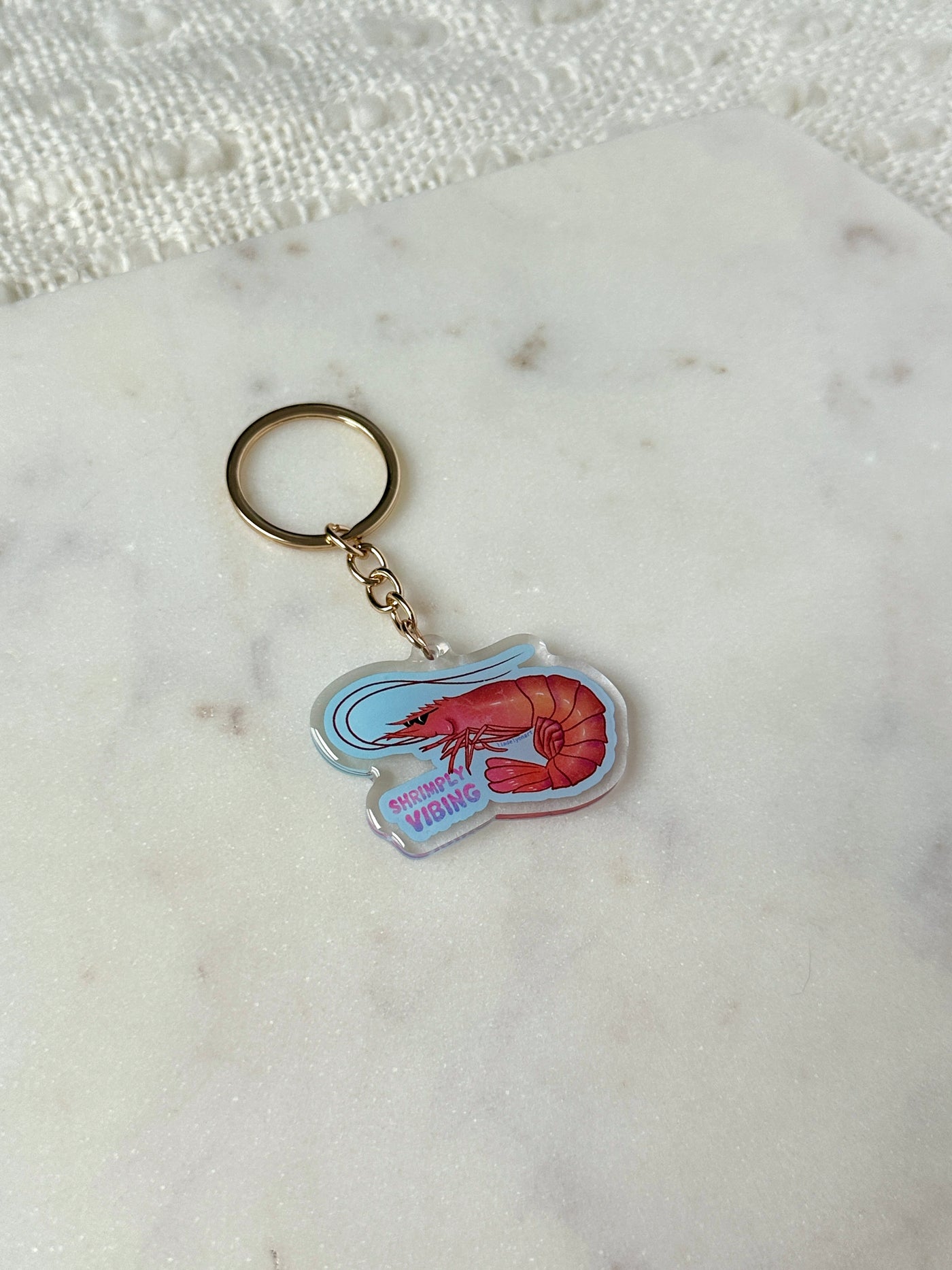 Shrimply Vibing Acrylic Keychain