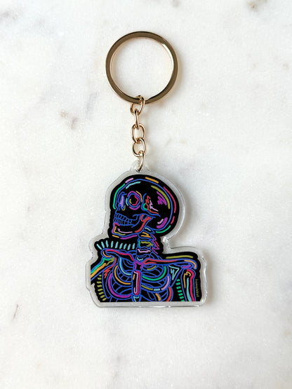 Neon Skeleton Acrylic Keychain