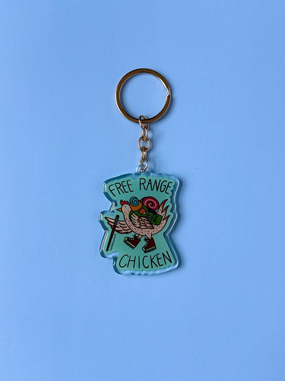 Free Range Chicken Acrylic Keychain