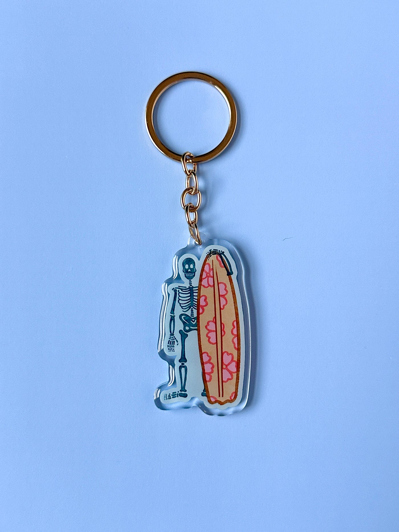 Surfing Skeleton Acrylic Keychain