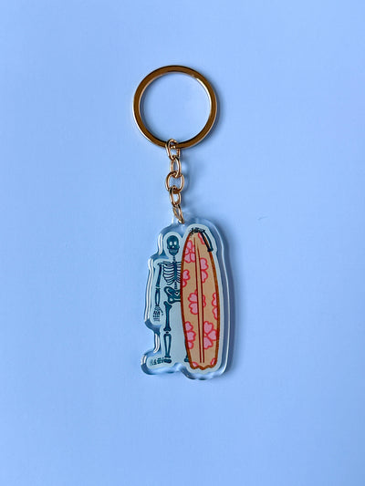 Surfing Skeleton Acrylic Keychain