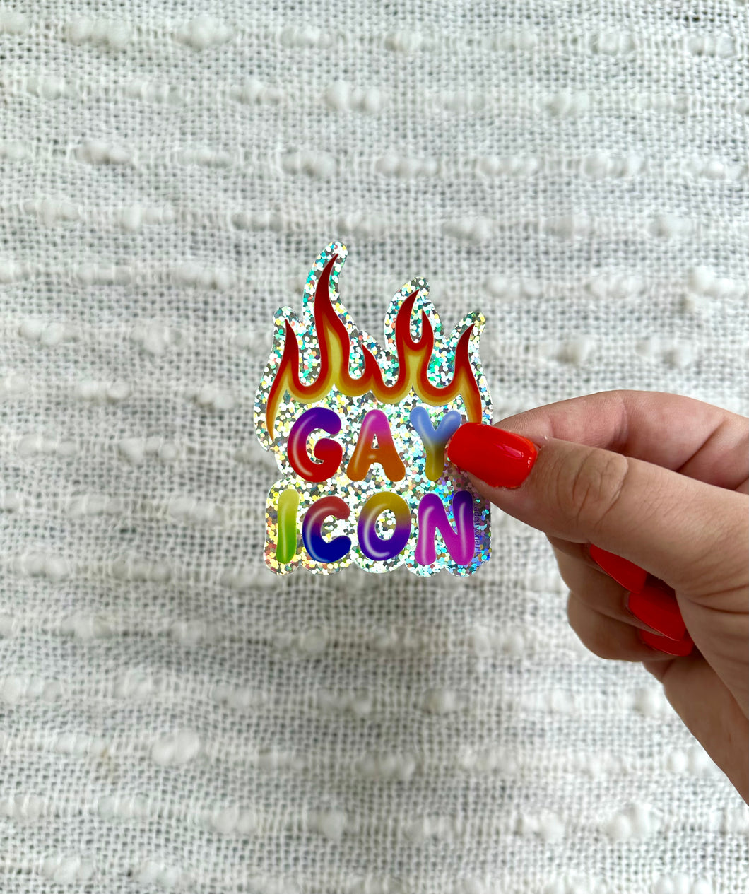 Gay Icon Glitter Sticker, 2.2x3 in.