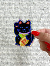 Load image into Gallery viewer, Lucky Cat Glitter Sticker, 2.4x3in.
