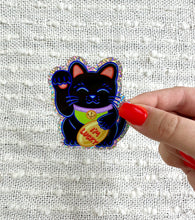 Load image into Gallery viewer, Lucky Cat Glitter Sticker, 2.4x3in.
