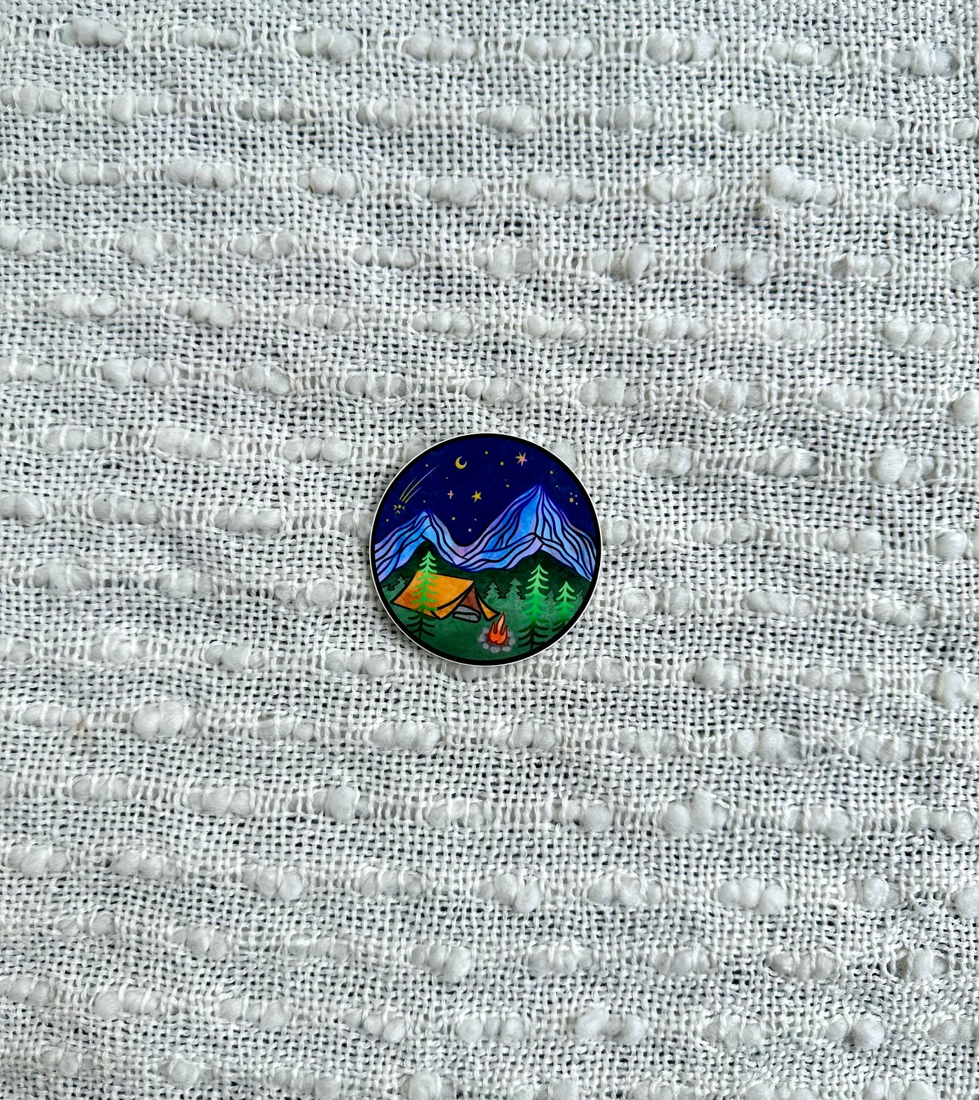 Mountain Camping Vinyl Sticker, 3x3 in.