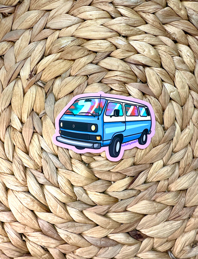 Hippie Van Vinyl Sticker, 3.5x1.4 in