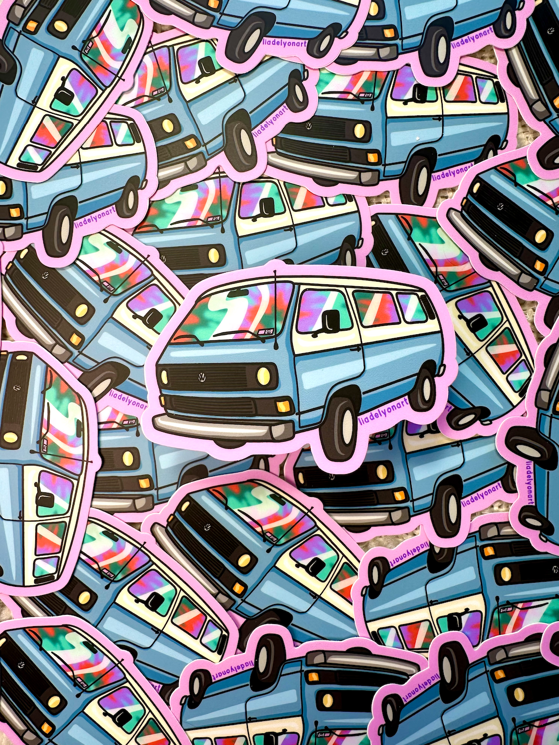 Hippie Van Vinyl Sticker, 3.5x1.4 in