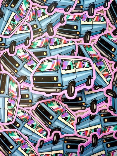 Hippie Van Vinyl Sticker, 3.5x1.4 in