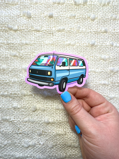 Hippie Van Vinyl Sticker, 3.5x1.4 in
